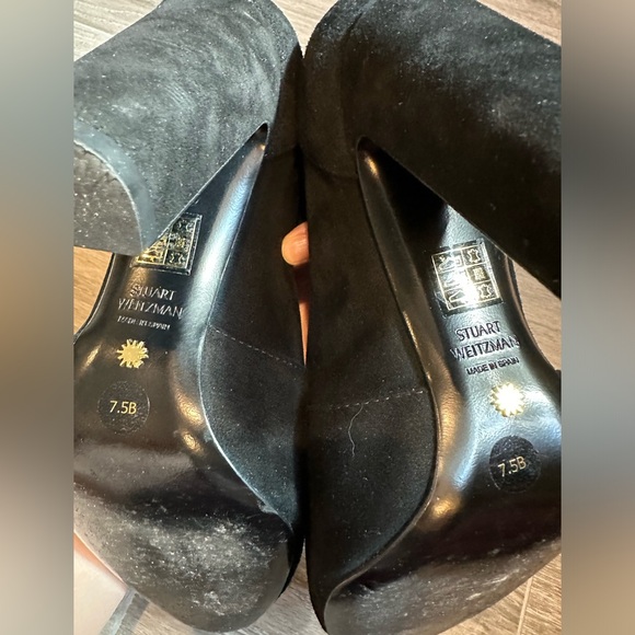 STUART WEITZMAN Vidaland 100MM Suede Over-the-Knee Boots, black, size 7.5 - Picture 6 of 12